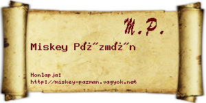 Miskey Pázmán névjegykártya